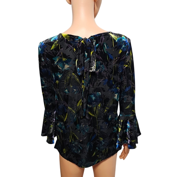 The Limited Floral Velvet Burnout Bell Sleeve Fairycore Top Sz XS - Picture 4 of 6